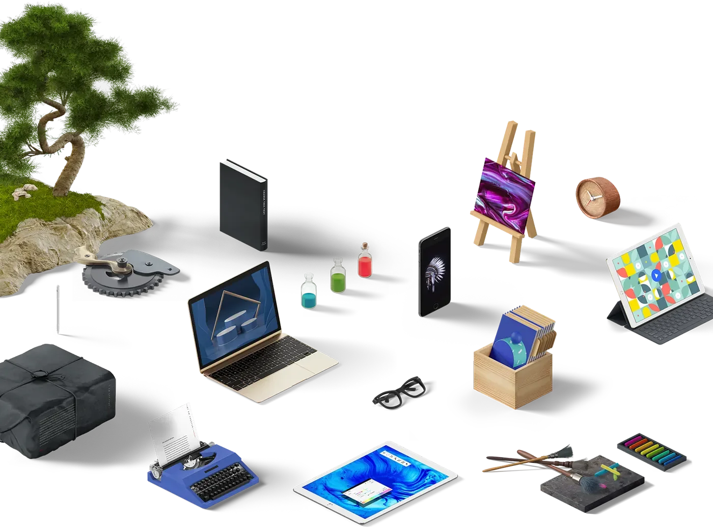 Isometric graphic-design tools illustration