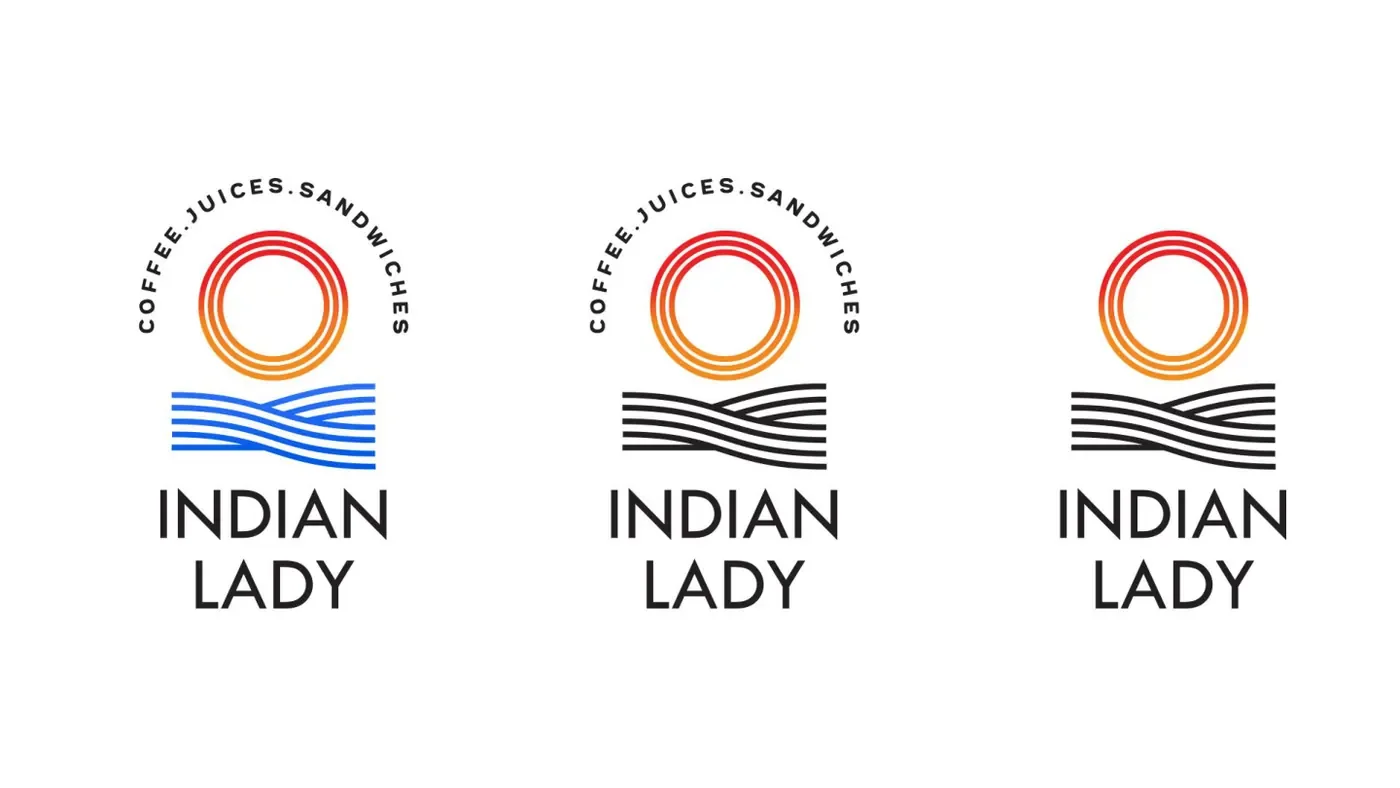 Indian Lady logo options in blue and black