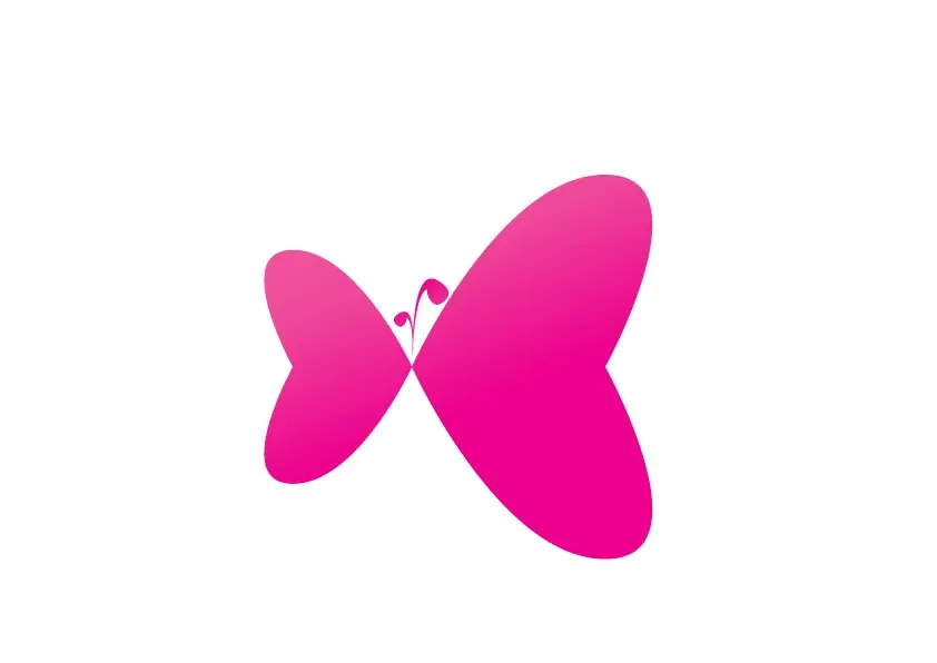 Infinity logo draft: a pink butterfly mark