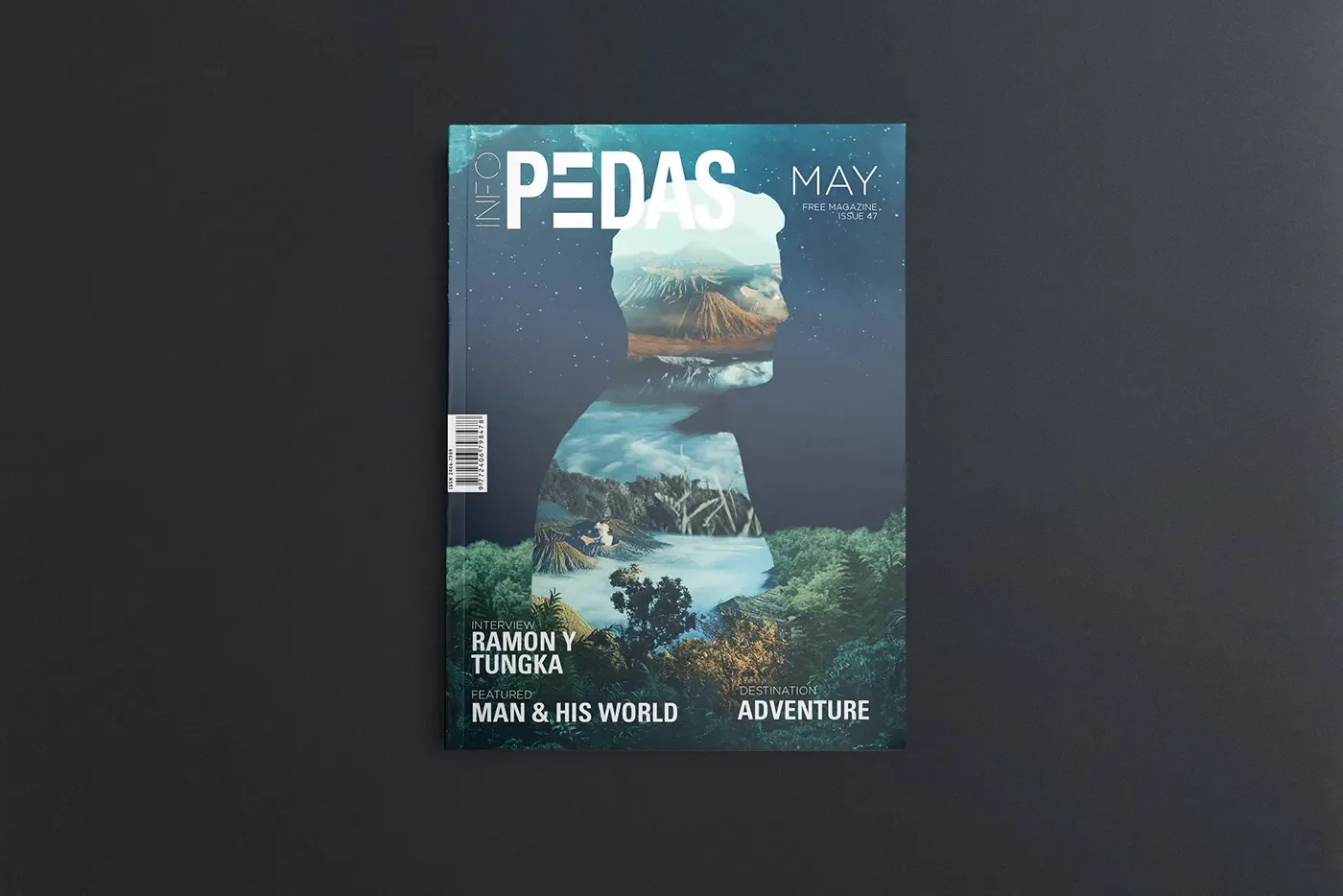 PEDAS magazine cover on a dark surface