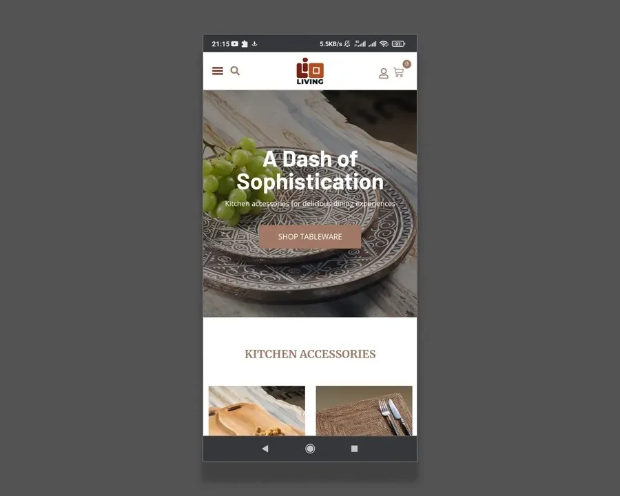 Lio Living website on a phone