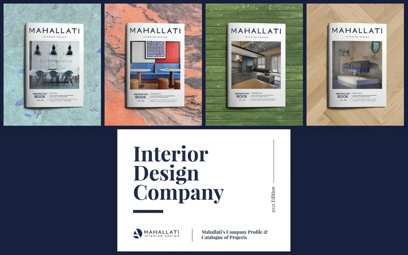 Mahallati Inspiration Book covers and the 2021 company profile