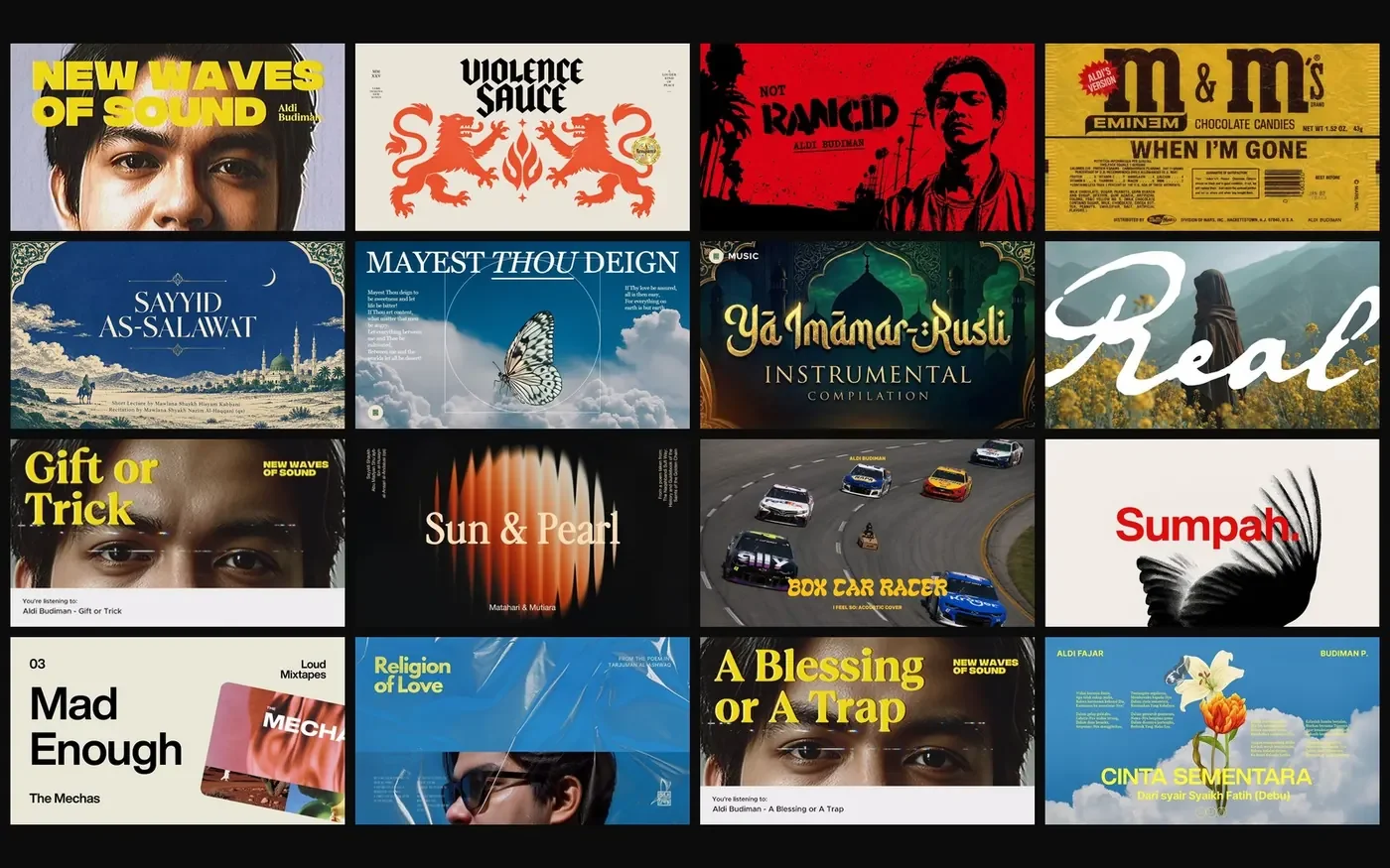 Sixteen music cover designs