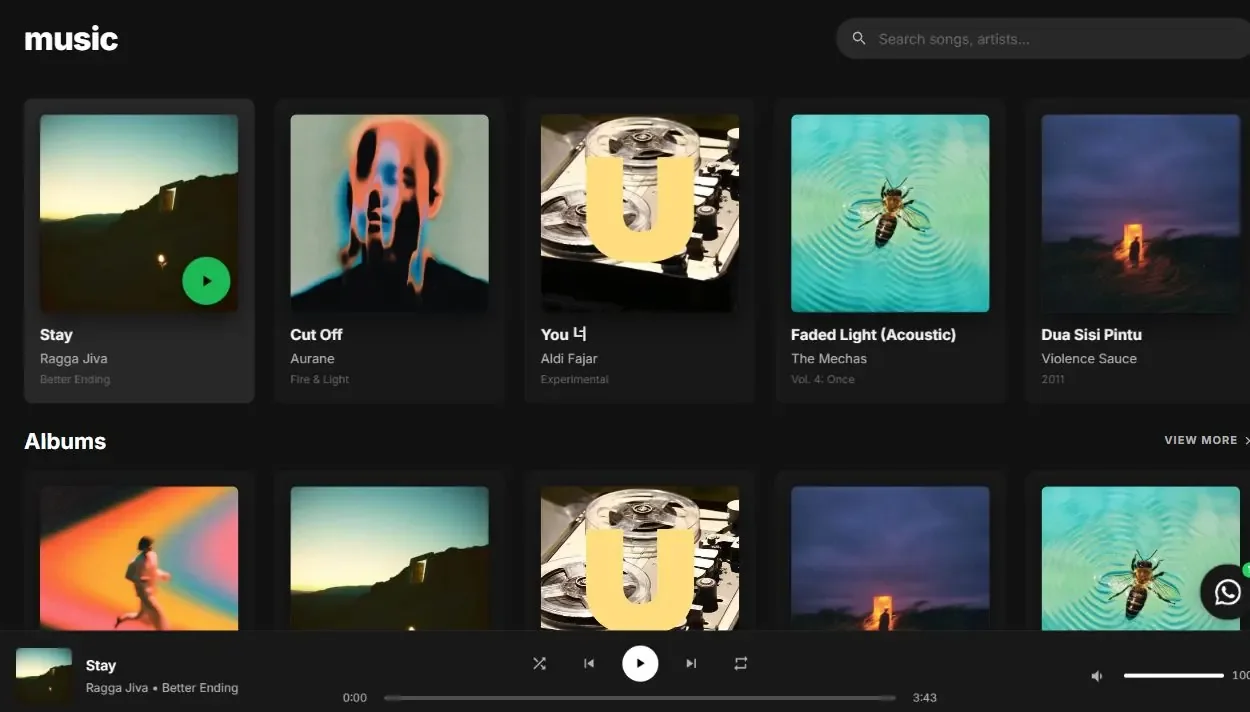 music.web.id player with album covers