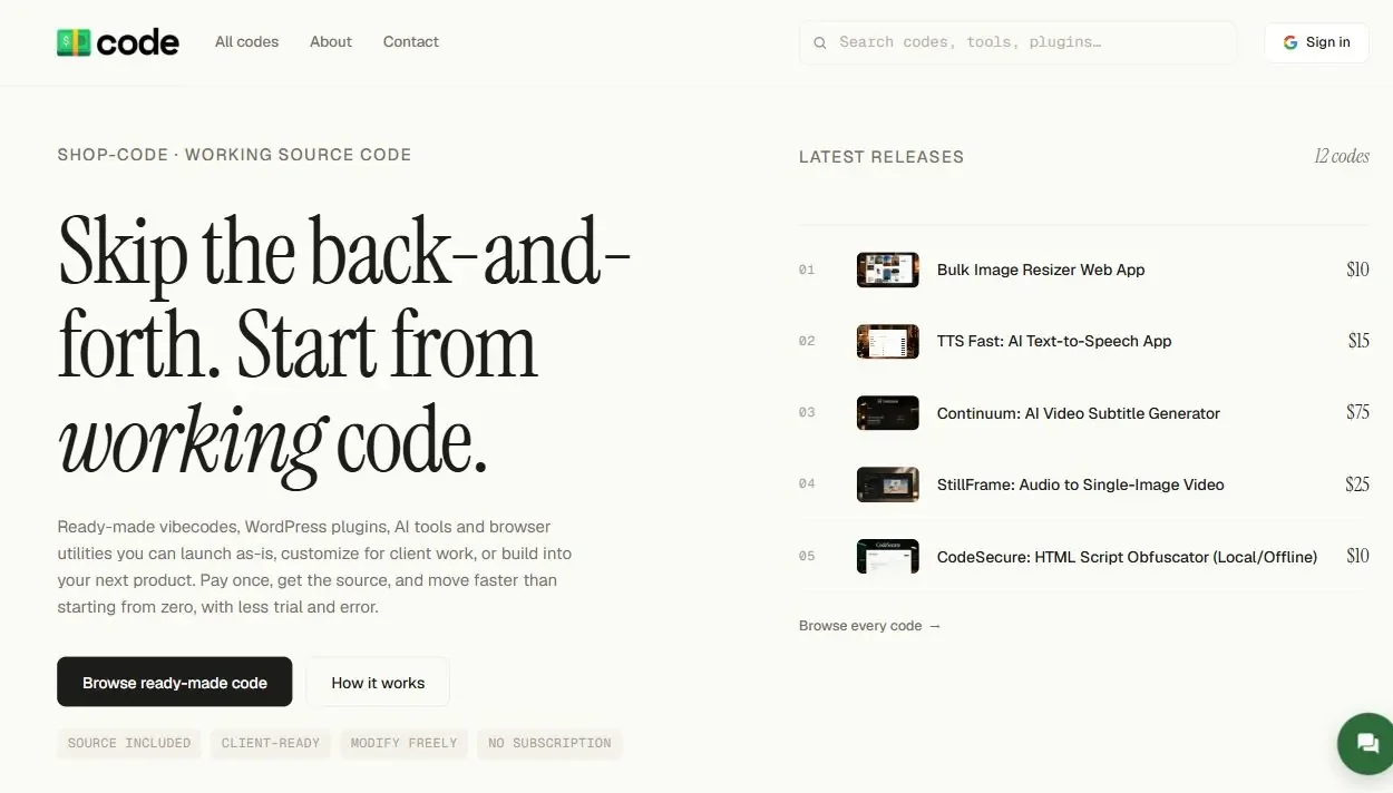 Shop-Code home page