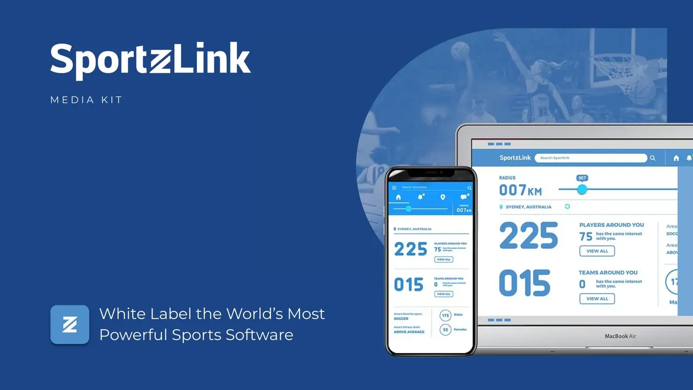 SportzLink media kit cover with app screens