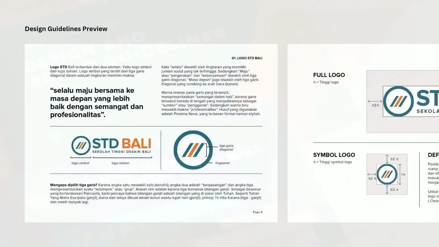 STD Bali brand guidelines pages