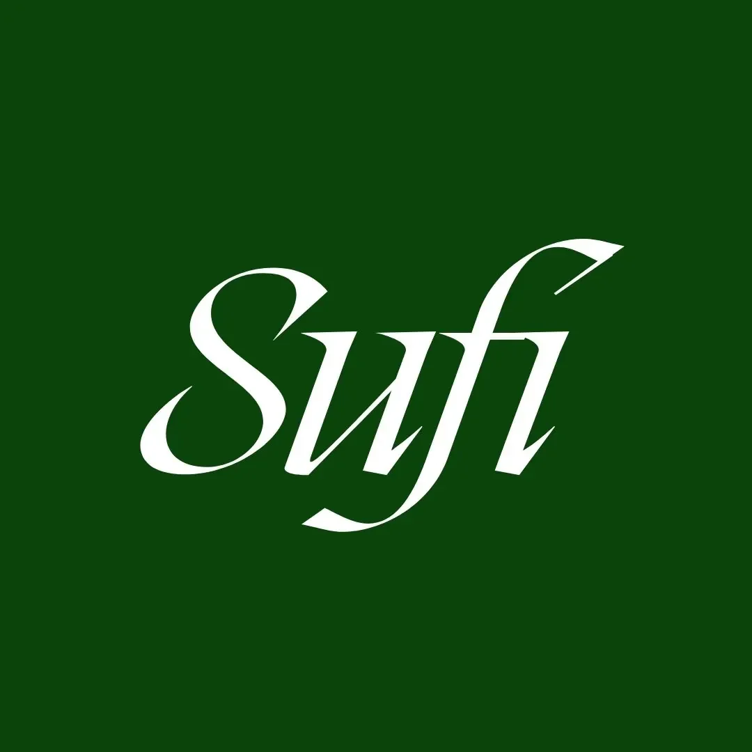 Sufi script wordmark in white on green