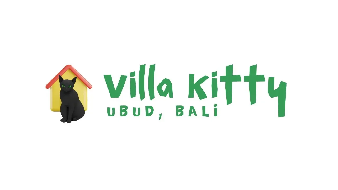 Villa Kitty Ubud, Bali logo with a cat in a house