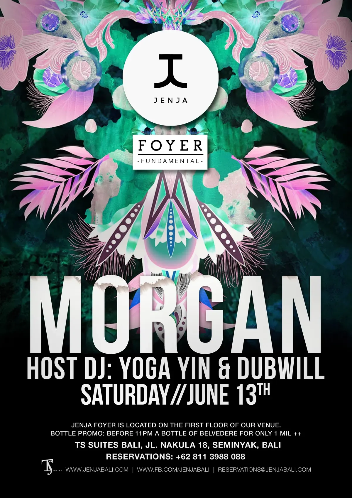 Jenja Bali Fundamental event poster: Morgan, host DJ, Saturday 13 June