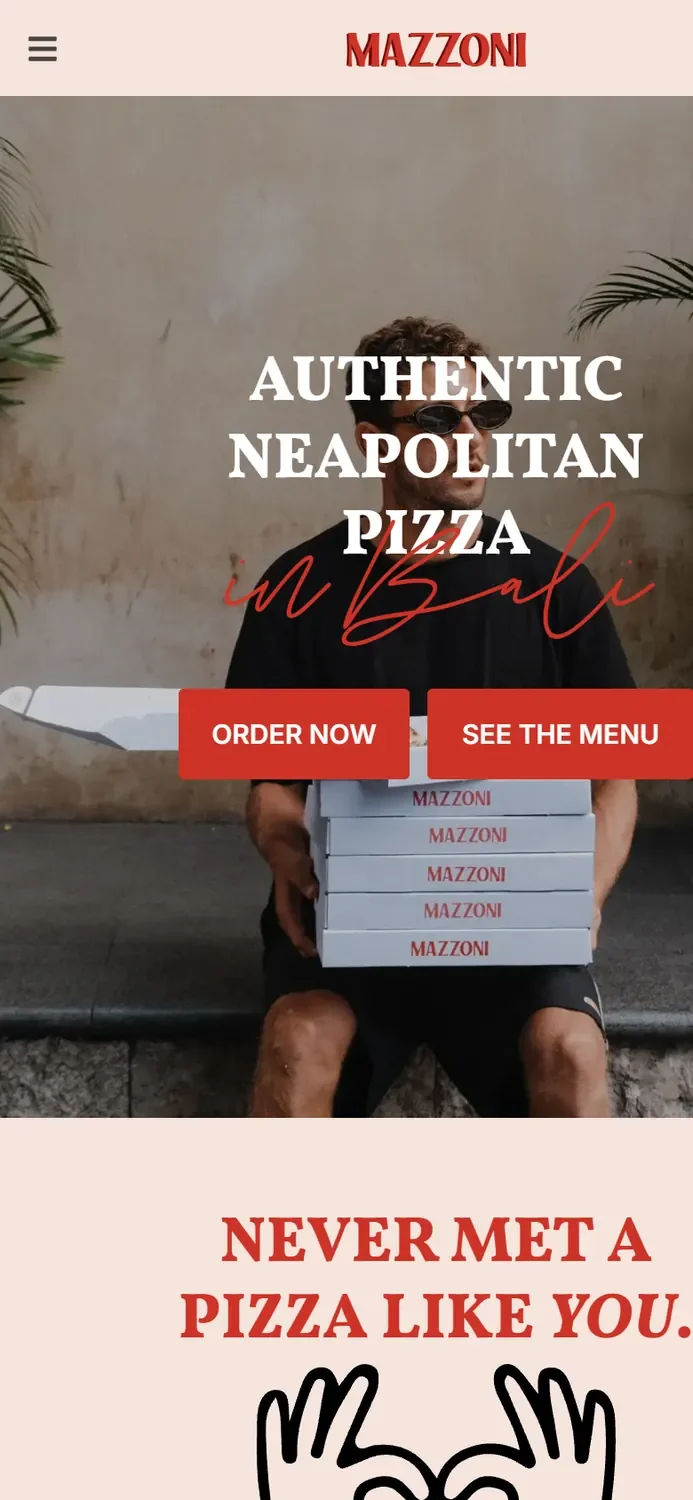 mazzonipizza.com on a phone