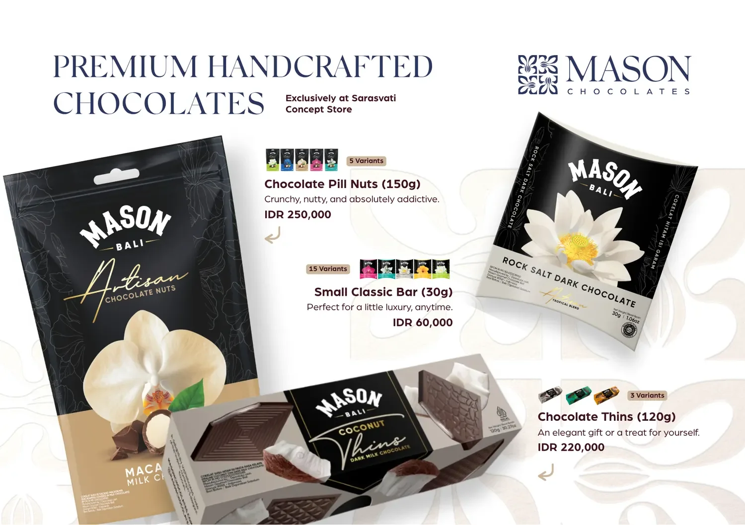 A5 product sheet for the Sarasvati concept store