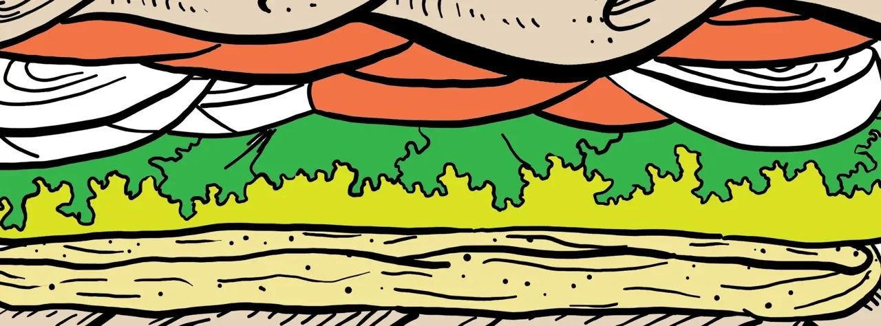 Illustrated sandwich, social cover, 2014
